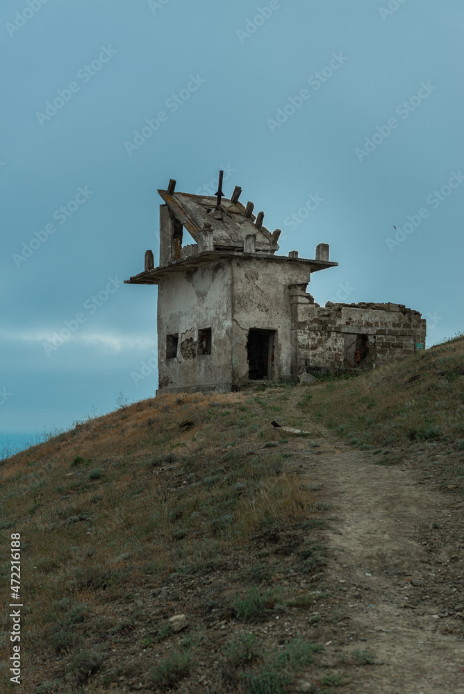 View of the old ruined building that was a lighthouse View of the old ruined building that was a lighthouse
