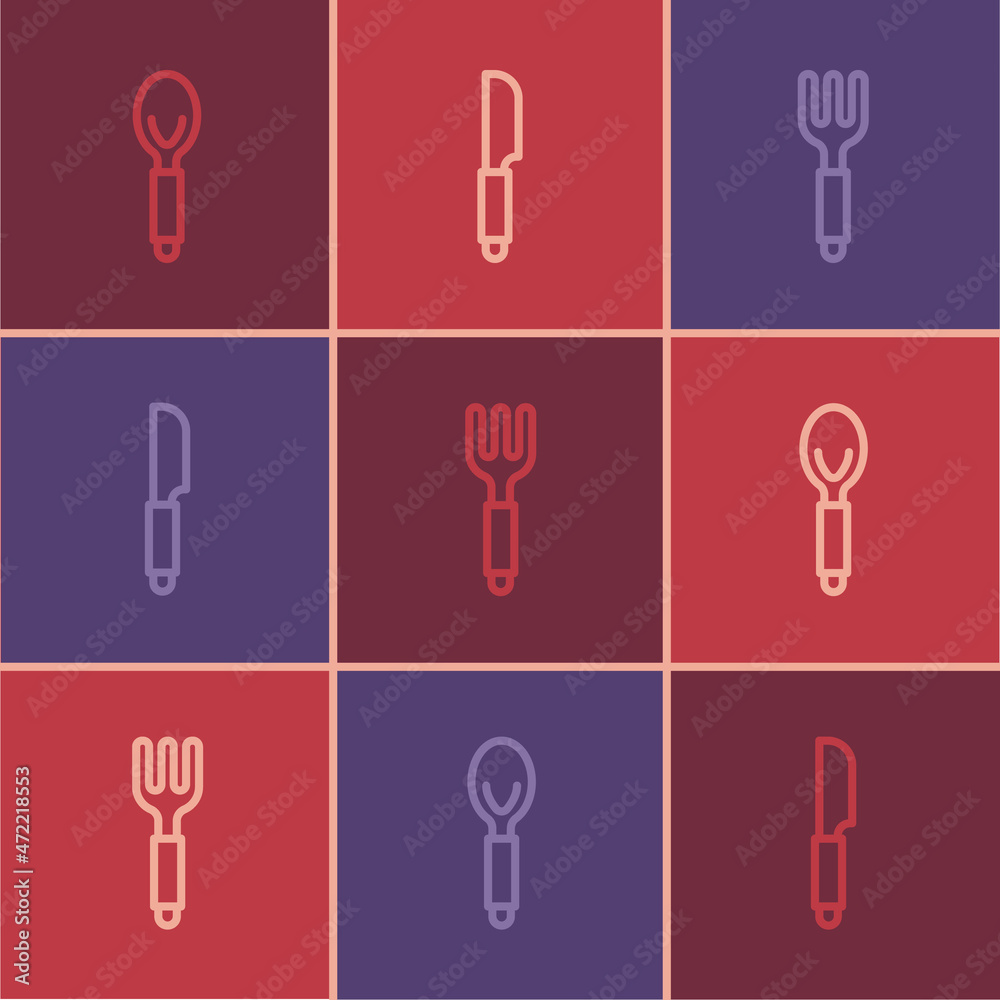 Set line Spoon, Fork and Knife icon. Vector Set line Spoon, Fork and Knife icon. Vector