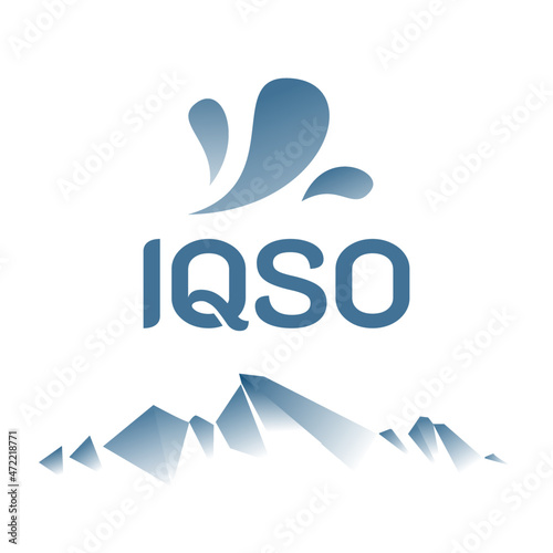 Blue mountain mineral water logo.  Abstract vector mineral bottled water logo design for packaging label template