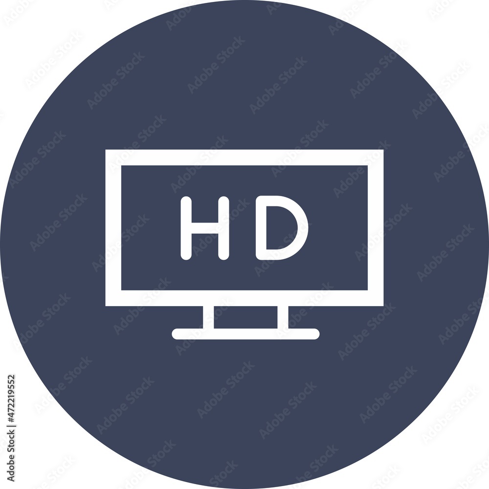 HD Television Glyph Circle Vector Icon Design