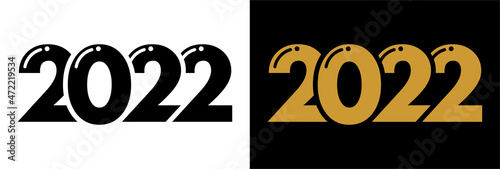 2022 writing numbers on transparent and black background. Vector