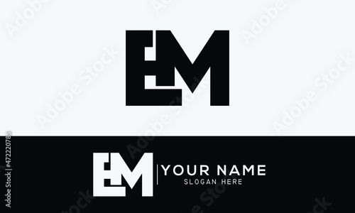 Alphabet letters monogram icon logo EM or ME