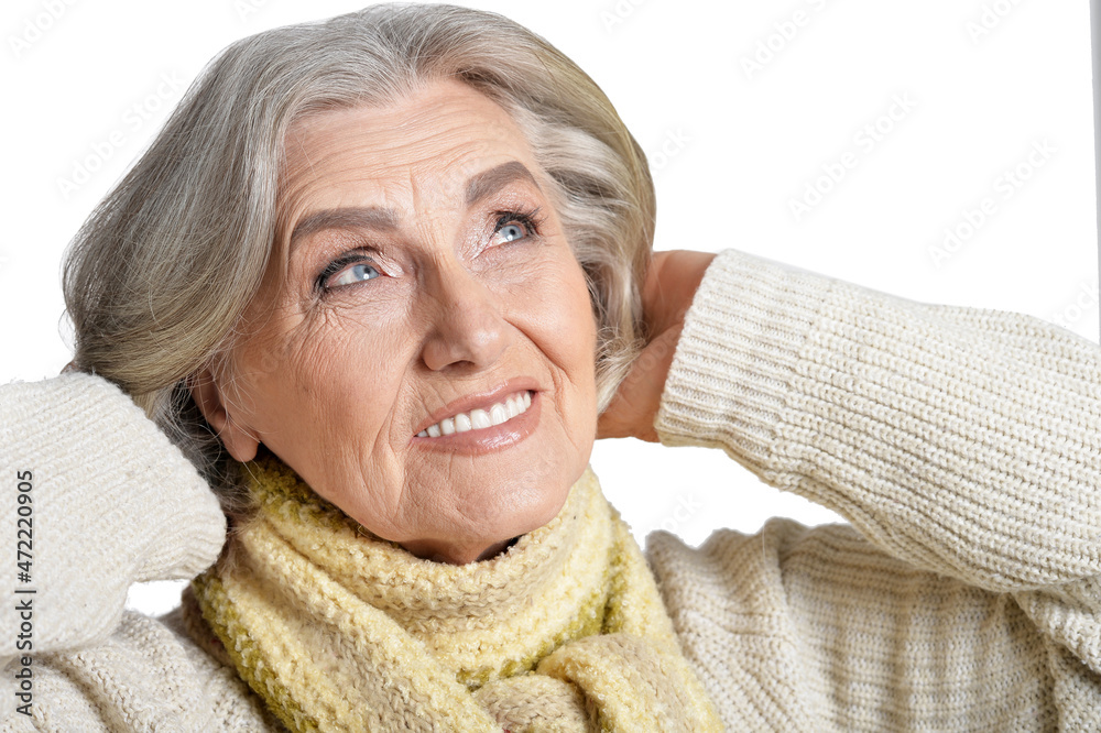 Close up portrait of happy senior woman