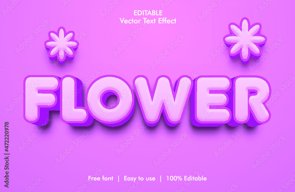 Flower 3d vector text effect with background Flower 3d vector text effect with background