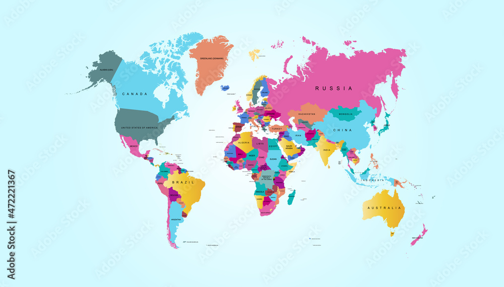 Fototapeta premium World map. Color vector modern. Silhouette map.