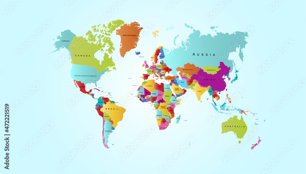 Obraz premium World map. Color vector modern. Silhouette map.