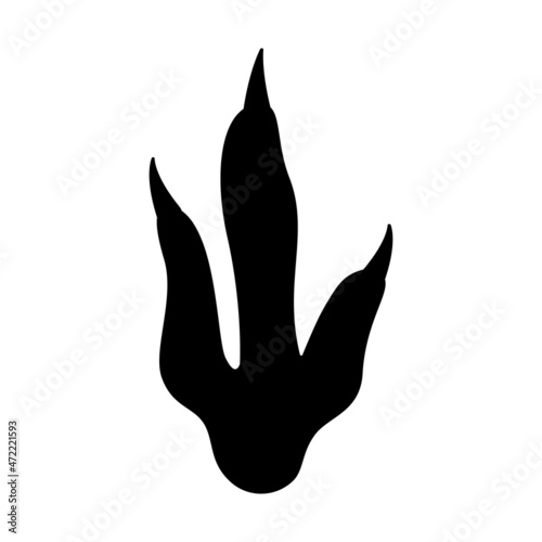 Dinosaur footprint. Black silhouette. Dinosaur paw print. Vector illustration isolated on white background