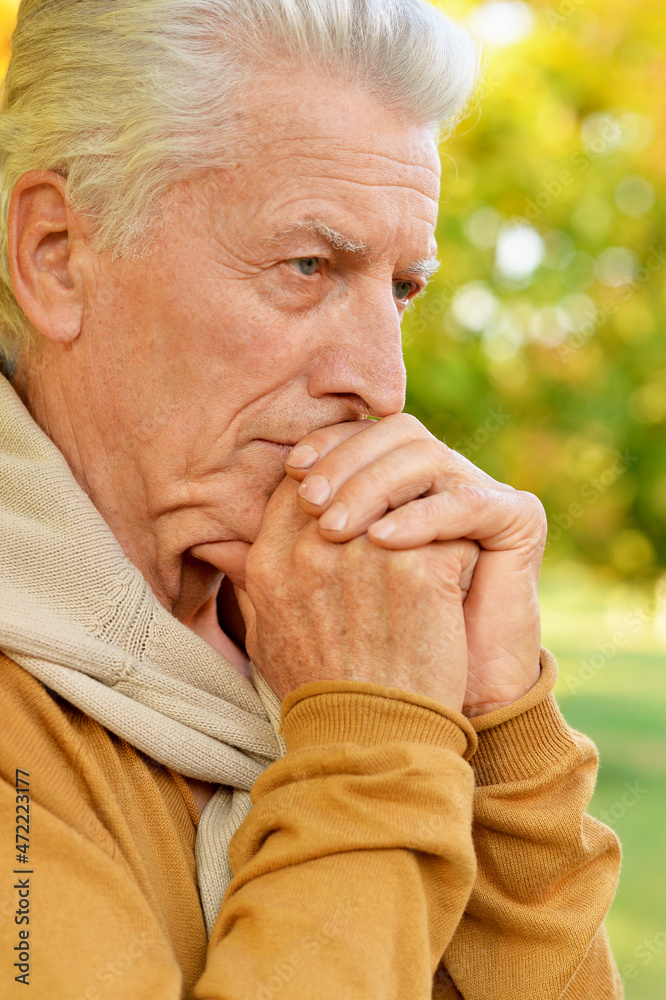 Close up portrait of sad senior man Close up portrait of sad senior man