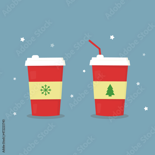 The cute cartoon Christmas coffee cups art