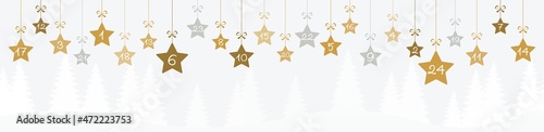 christmas advent calendar 1 to 24 on hanging stars