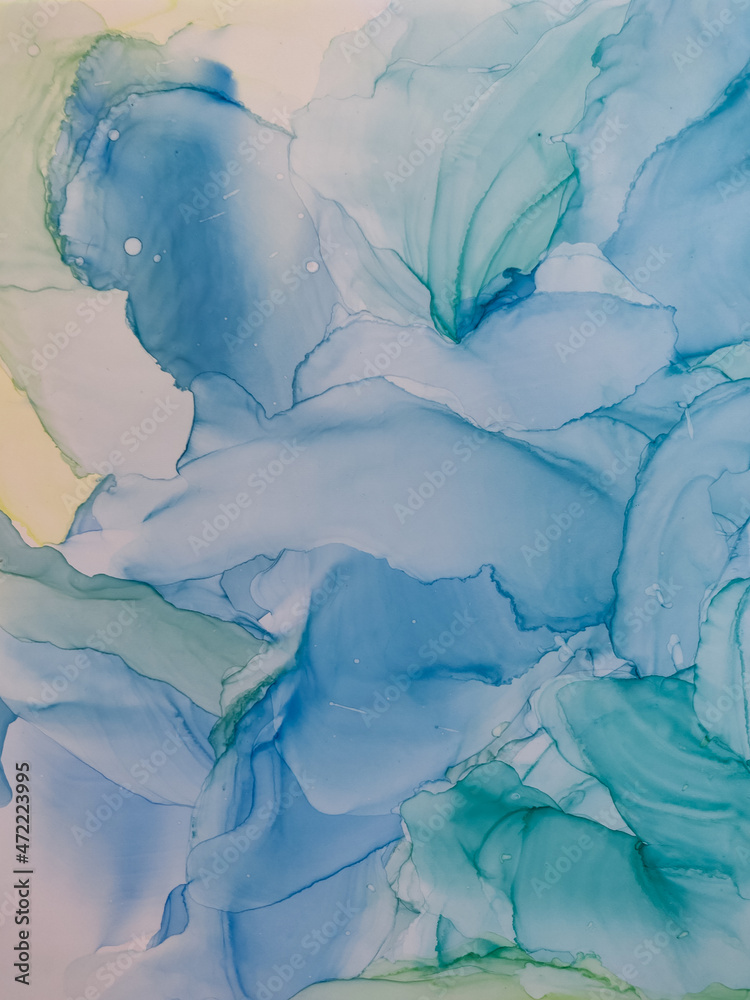 Background texture of alcohol ink in blue color. Abstract paint with drops and stains. Background texture of alcohol ink in blue color. Abstract paint with drops and stains.