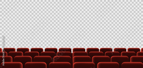 Red armchairs in the cinema. Template seats