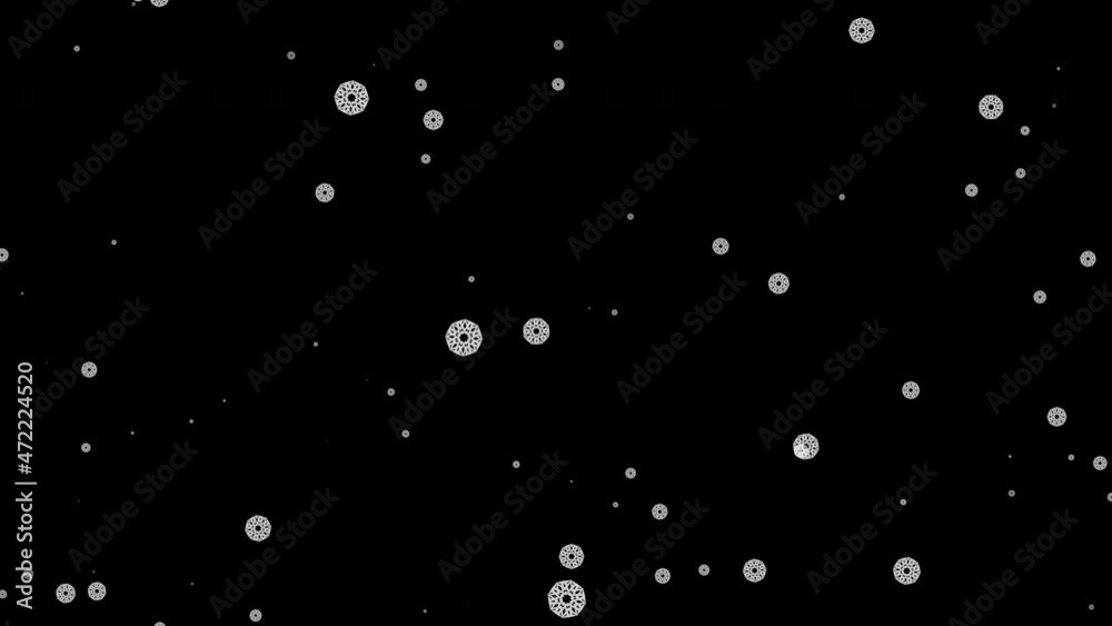 Winter Scene With 4k Snow Background, December Holidays Celebration, Animated Elements Isolated On Black Winter Scene With 4k Snow Background, December Holidays Celebration, Animated Elements Isolated On Black