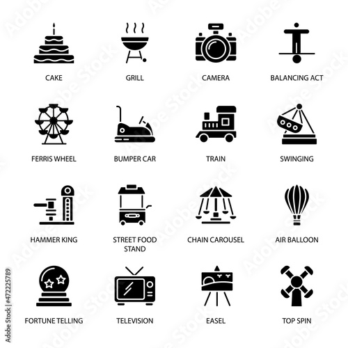 Entertainment Industry and Amusement Glyph Icons - Solid - Vector