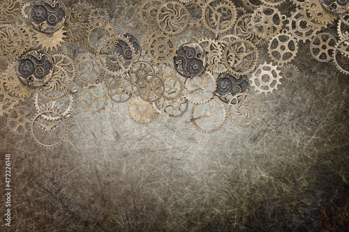 steampunk grunge backdrop brown series - gear at the top photo