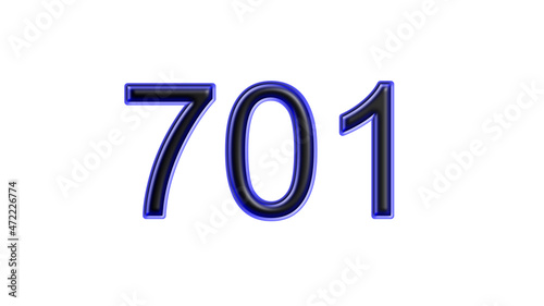 Tableau sur toile blue 701 number 3d effect white background