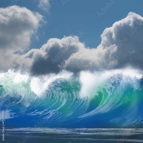 海岸 打ち寄せる波 波打ち際 空 雲