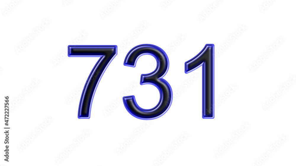 blue 731 number 3d effect white background blue 731 number 3d effect white background