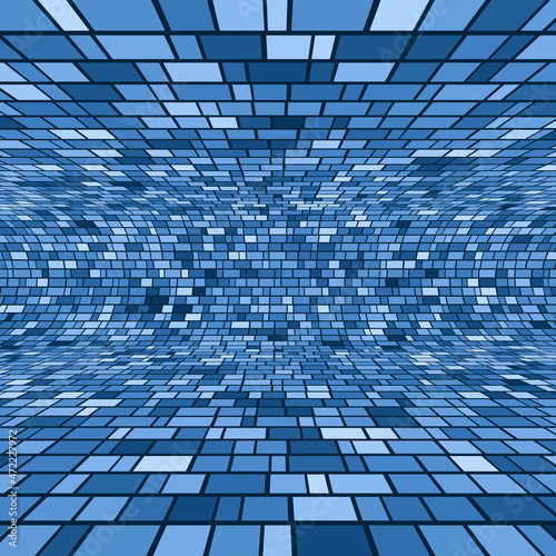 Blue random rectangles with diminishing perspective. Vector illustration