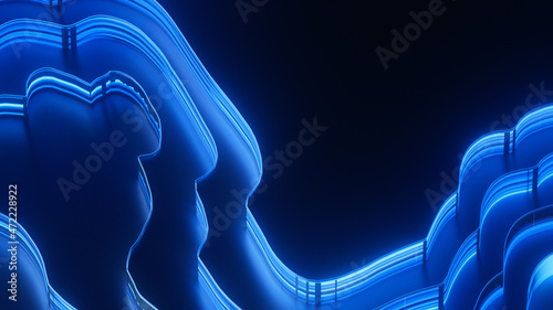 Abstract texture. 3d rendering background can be used in cover design, book design, poster, CD cover, flyer, website background for advertisement, broadcasting, presentation Blue and silver, metal waw
