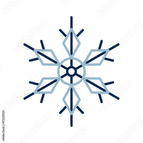 Winter line art snowflake icon, colorful winter holiday ornament, graphic design element. Line icon. Vector illustration isolated on white background