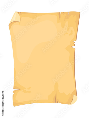 Parchment document. Blank page of card charter, cartoon vector illustration