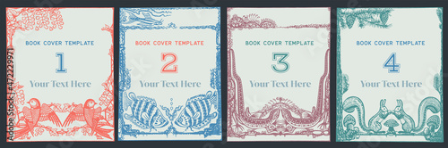 Animal Book cover design template, vintage children's book cover design, early 1900's Dutch design. 