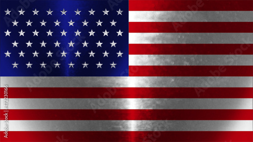 USA national flag. Flat image vector with metallic look. 3d shadow and light on surface.