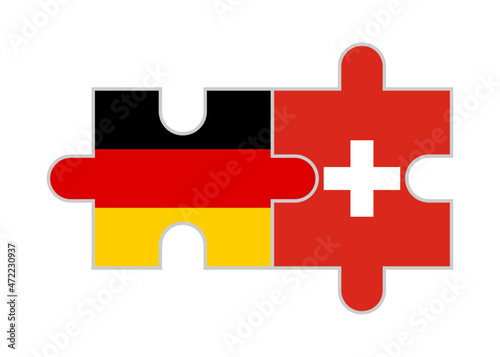 puzzle pieces of germany and switzerland flags. vector illustration isolated on white background