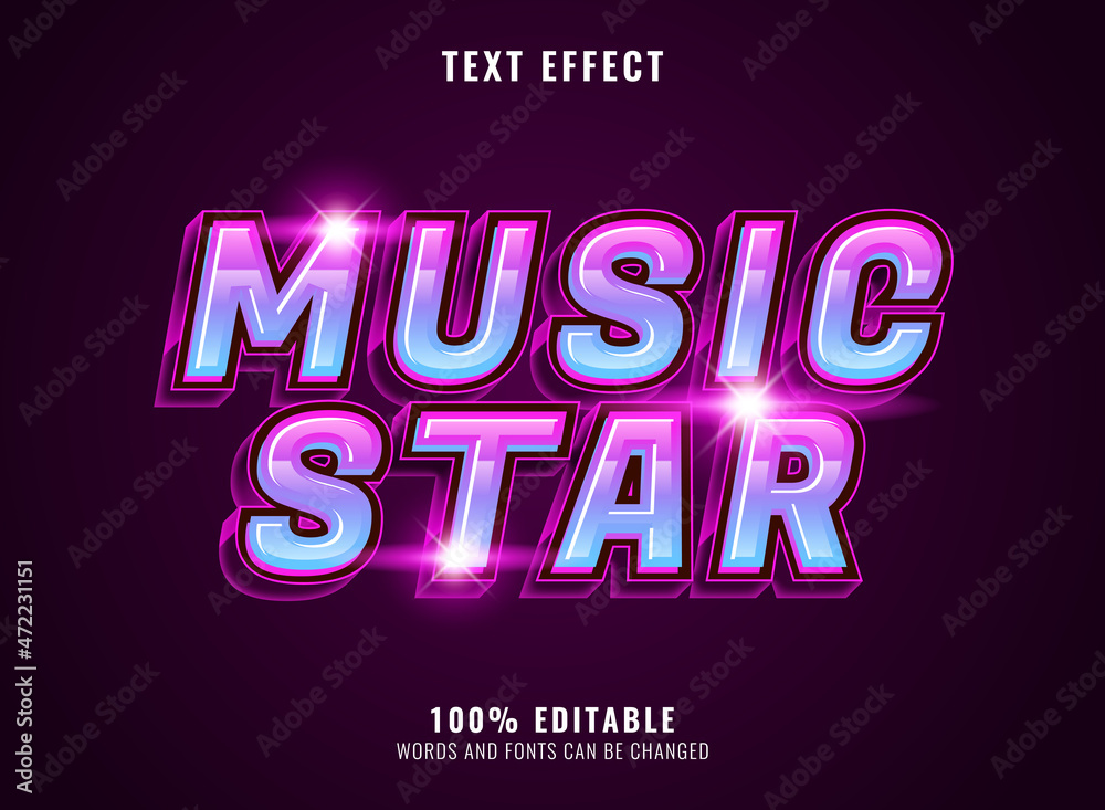 modern futuristic music star retro text effect