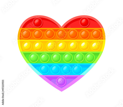Pop it heart. Color addictive kid game for finger, vector illustration