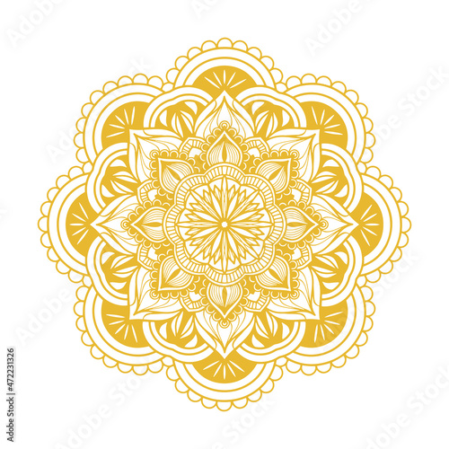 Artistic gold mandala on white background