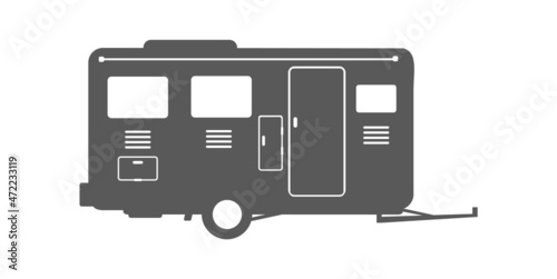 Rectangular trailer silhouette. Traveling wagon for tour vacation, vector illustration