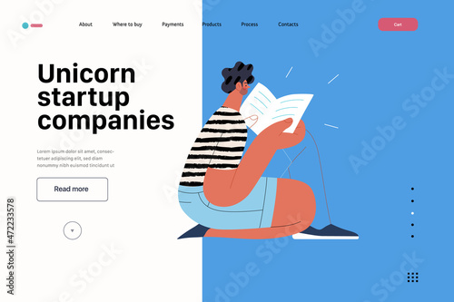 Startup illustration, website landing template. Concept of building new business