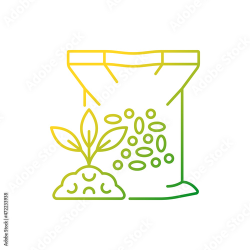 Granular fertilizer gradient linear vector icon. Plants growth increasing. Grass and crops nourishment. Thin line color symbol. Modern style pictogram. Vector isolated outline drawing