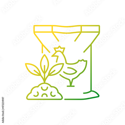 Chicken poultry manure gradient linear vector icon. Plants and crops organic nourishing. Growth, fertility increasing. Thin line color symbol. Modern style pictogram. Vector isolated outline drawing