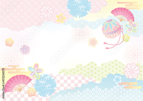 pastel color background with Japanese traditional patterns