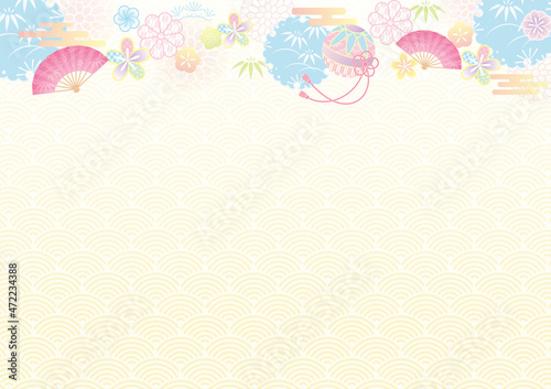 pastel color background with Japanese traditional patterns