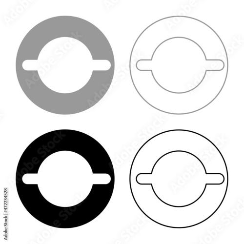 Gasket with groove laying set icon grey black color vector illustration image flat style solid fill outline contour line thin