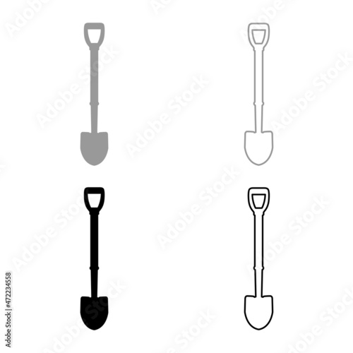Shovel set icon grey black color vector illustration image flat style solid fill outline contour line thin
