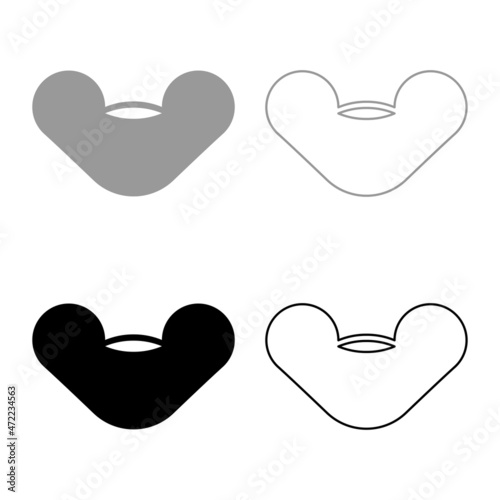 Female screw hand tightening Wing nuts butterfly set icon grey black color vector illustration image flat style solid fill outline contour line thin