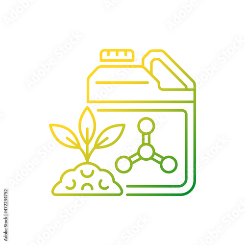 Synthetic fertilizers gradient linear vector icon. Inorganic substance for plants. Chemical feeding for crops. Thin line color symbol. Modern style pictogram. Vector isolated outline drawing