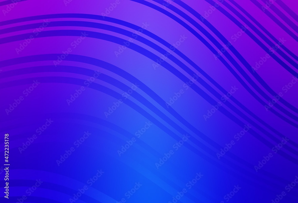 Fototapeta premium Light Pink, Blue vector backdrop with curved lines.