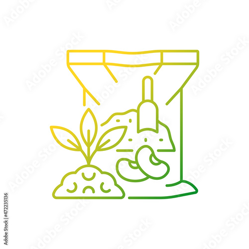 Soybean meal gradient linear vector icon. Organic supplement. Rich in phosphorus, calcium. Protein, minerals. Thin line color symbol. Modern style pictogram. Vector isolated outline drawing