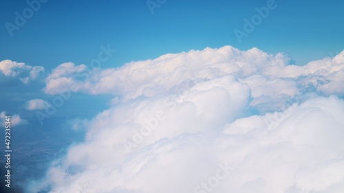 blue sky with beautiful clouds over the Spanish landscape. High-quality photo