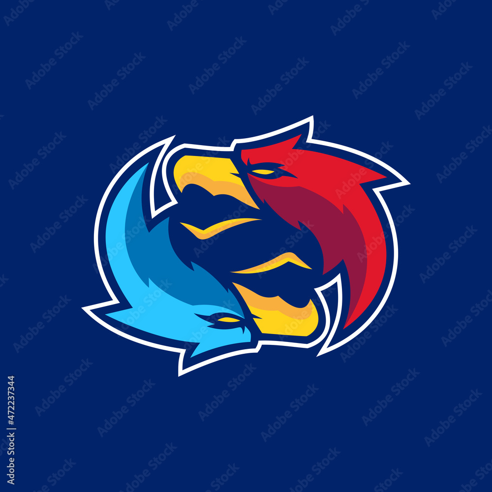 Eagle Red & Blue Sports Logo Templates Eagle Red & Blue Sports Logo Templates