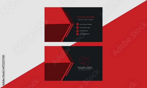 creative business card template design with red and black color