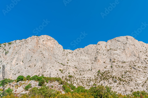 Stone mountains in Crimea against the sky