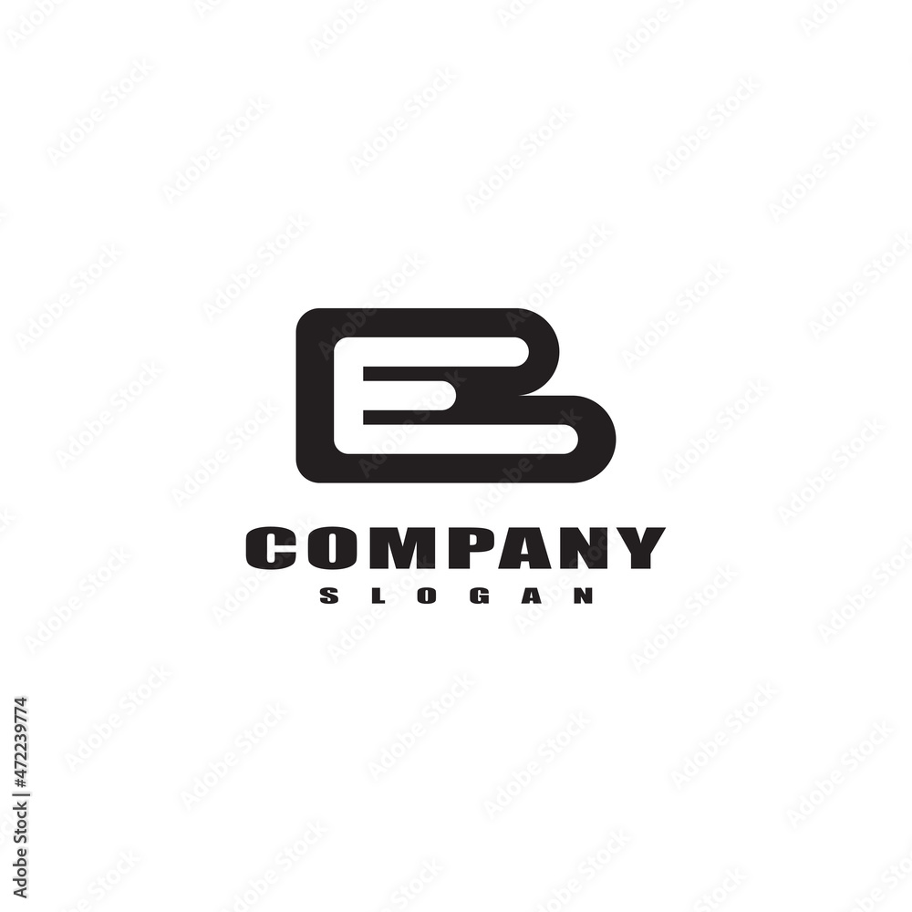 Initial Letter B and E Logo. Black BE EB Linked Logo Isolated on White Background. Design vector Template Element Initial Letter B and E Logo. Black BE EB Linked Logo Isolated on White Background. Design vector Template Element