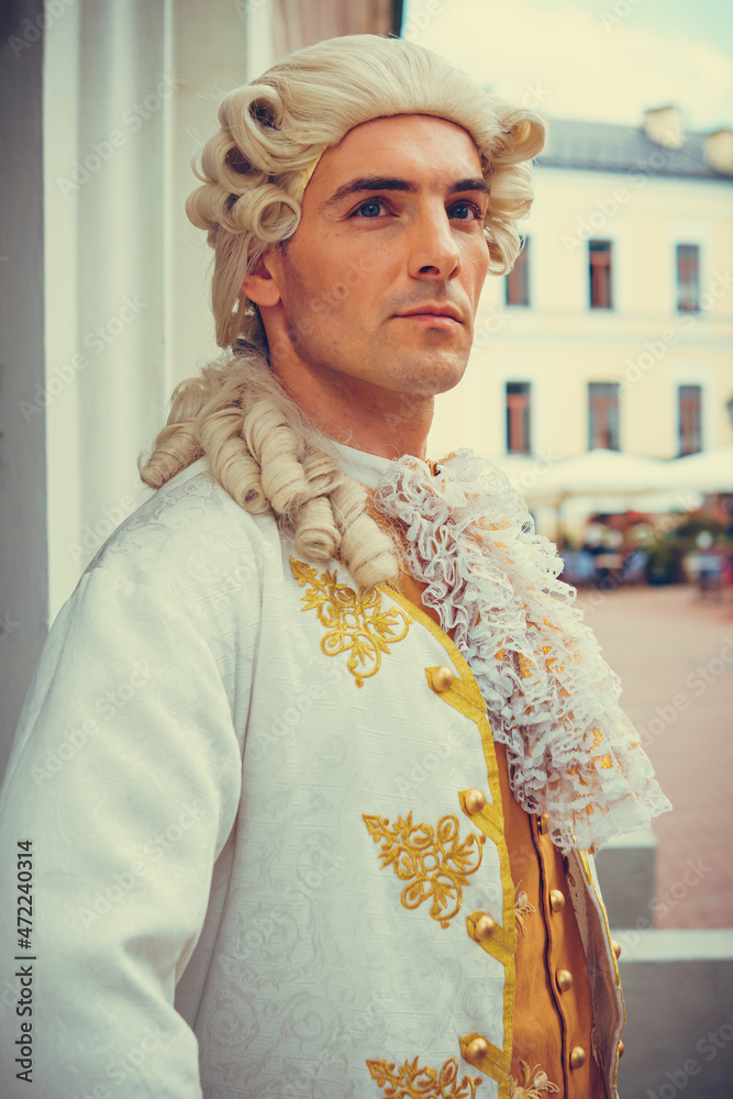 Portrait of a man in a medieval costume. Retro style and historical clothes  concepts. Ukrainian Men's fashion of the 18th century Stock Photo | Adobe  Stock